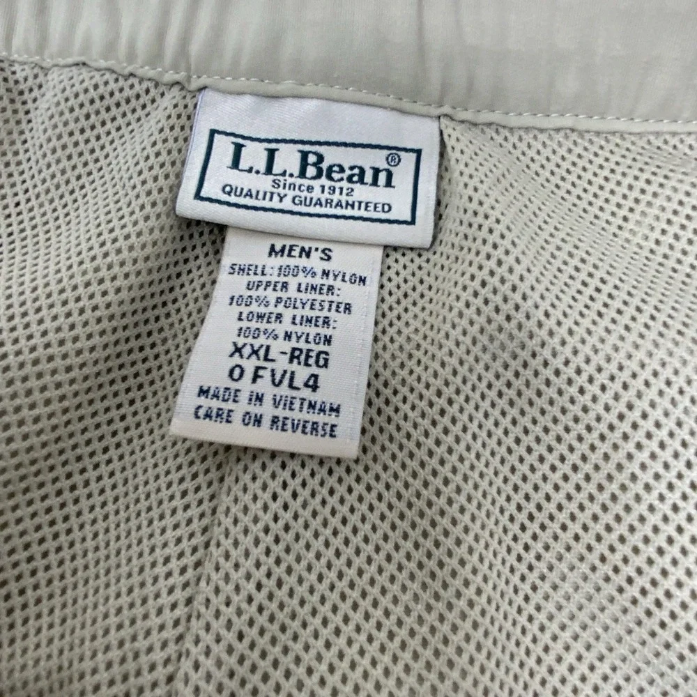 LL Bean Mens Nylon Tan Hiking Pants 0FVL4 Ankle Zip Outdoor‎ XXL 2XL Drawstring